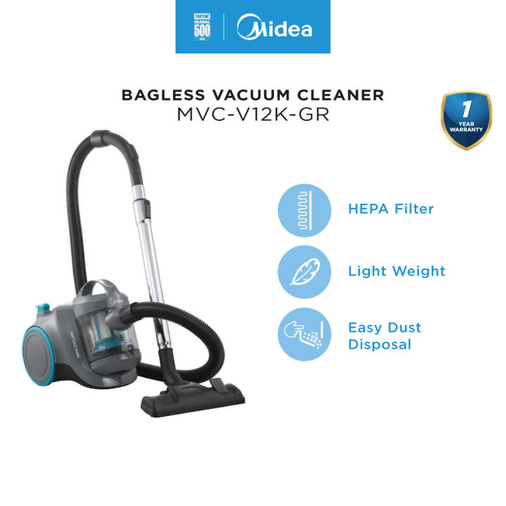 Midea MVC-V12K-GR Bagless Vacuum Cleaner With HEPA Filter
