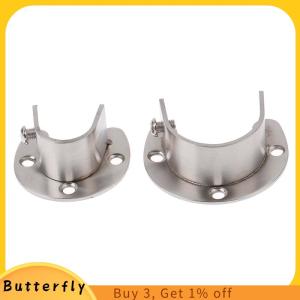 Butterfly 19 22 25 32mm Wardrobe Bracket Stainless Steel Rod Socket Flange Rod Holder