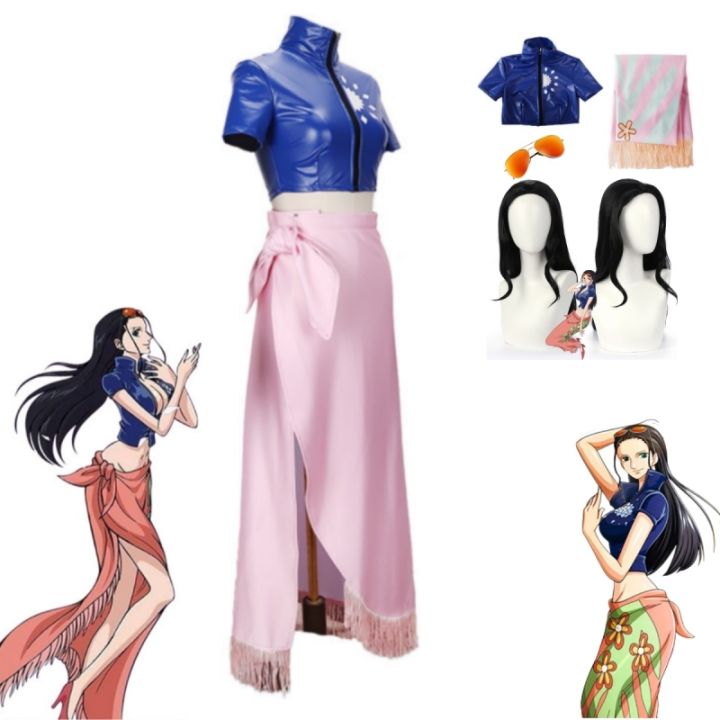 Cosplay Women Nico Robin Party Kimono Dress Carnival Set Wig Glasses ...