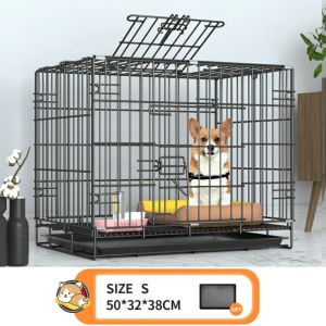 Pet Cage Dog Cage With Poop Tray Stainless Steel Thickening Heavy Duty Pet Collapsible Cage Cat Cages