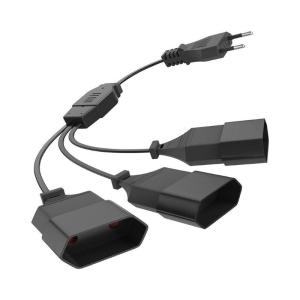 European 2 Prongs Plugs Adapters Cable with Triple Outlets Power Extension Splitters for Computer & Electronics Charging