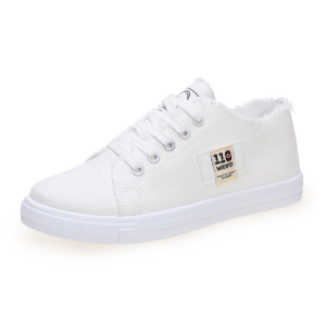 2025 Spring & Summer Sale! Korean Aesthetic Low Cut Rubber Shoes for Women - Breathable Flat White Sneakers (Add One Size)#9927