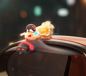 Car rotating luminous rearview mirror rainproof car rain eyebrow windproof rainproof aircraft ornaments car accessories