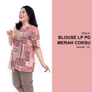 baju atasan big size merah coksu / blouse jumbo motif / baju atasan jumbo / blouse wanita kerja big size / blus
