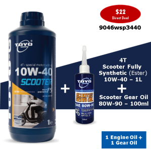 Toyo-G 10W-40 4T Scooter Fully Synthetic Ester Engine Oil 1L + Scooter Gear Oil 80W-90 100ml