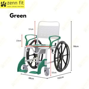 Portable Shower Wheelchair With Commode 25 INCH Wheels Toilet Seat/Bathroom/Outdoor Travel Elderly Kerusi Roda Orang Tua