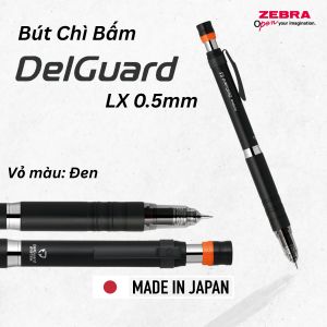 Bút Chì Bấm Cơ Khí DelGuard LX 0.5mm - Chống Gãy Ruột DelGuard System Bảo Vệ Ngòi Khi Tì Mạnh/Xiên Viết Êm Nét Mảnh 0.5mm Thân Kim Loại Sang Trọng Thiết Kế Hiện Đại Cầm Chắc Tay Dùng Học Sinh/Sinh Viên/Văn Phòng - ZEBRA PEN - [Chính Hãng]