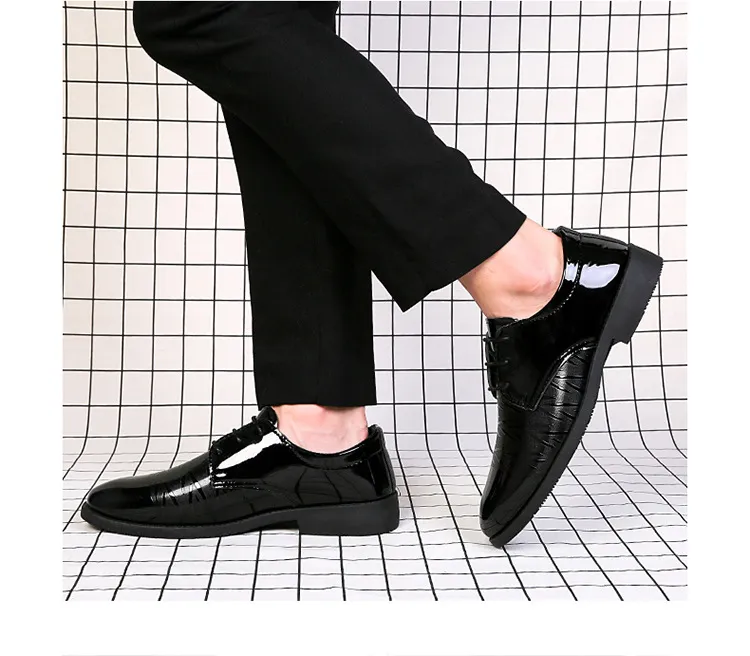 Men Formal Leather Shoes Slip on Patent Leather Mens Casual