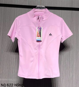 Áo thun nữ tập gym yoga aerobic thể thao phủ bụng có khóa kéo chất liệu thun lạnh thấm hút mồ hôi BINSPORTS A270