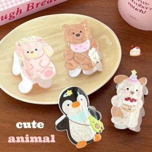 THANKSKY หมี คลิปการ์ตูนฉลาม หมา กระต่าย ที่หนีบผมอะคริลิค น่ารัก รูปทรงเรขาคณิต คลิปสัตว์ฉลาม ผู้หญิง