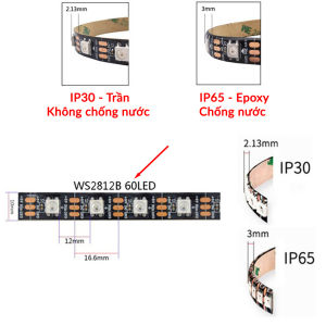 Dây Led dán full màu WS2812B - Led RGB Digital 5050 60led/mét - Bán theo mét