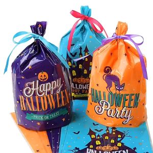 50Pcs Halloween Candy Cookie Snacks Bags - Trick or Treat - Present Packaging Pouch - Halloween Party Decoration Supplies - Ghost Pumpkin Scary Patterns