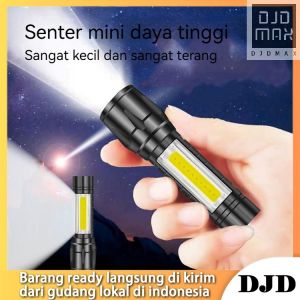 DJDMax Lampu Senter Mini Super Terang Flashlight Telescopic Zoom Mini Senter Lamp Recharger USB Lampu COB + XPE LED Lampu Mini Charger Usb Senter Kecil Usb Charger Lampu Camping Lampu Hiking Piknik Senter kecil mini zoom Senter tangan