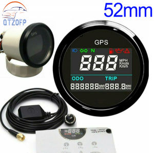 Digital 52mm LCD GPS Speedometer Odometer 316 Stainless Steel Adjustable Speed Gauge Sensor 0~999 Mph Knots Km/h Adjustable For Car Motorcycle Boat