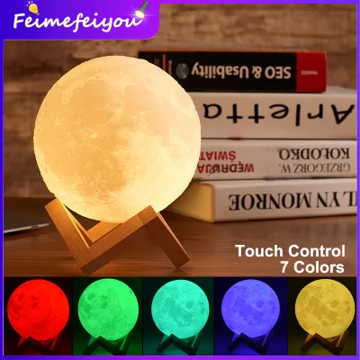 moon light lamp galaxy moonlight led decoration light for room Hadiah birthday wireless bedroom lamp decorative led lamp bedroom lamp study table USB rechargeable night lamp with remote control 7 colors 16 colors 16色遥控 手拍触摸 月亮灯 月球灯 桌灯
