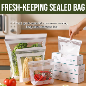 Long Thick Double Rib Fresh-Keeping Sealed Bag Sealed Food Packing Bag With Double Zipper Reusable Food Storage Bag