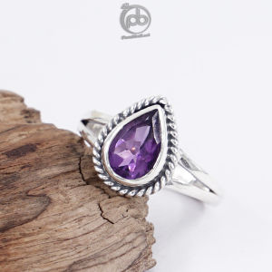 Cincin Wanita Perak Asli 925 Plintir Amethyst Amiella