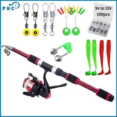 PKC Joran Pancing Set 1.8M Memancing Spinning Fishing Rod Reel Telescopic Portable 5.2:1 Gear Ratio