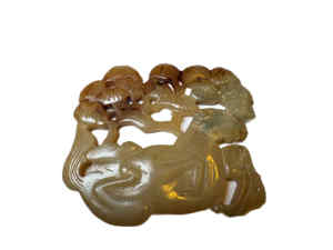 Antique Chinese Light Yellow Jade Horse Amulet – Minguo Period circa 1920 Hand-Carved Talisman