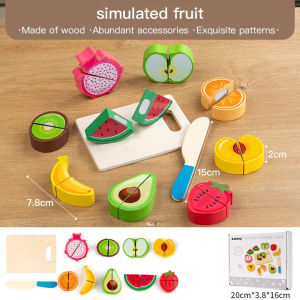 Starry Home.my Wooden Cutting Food Toy Set Pretend Kitchen Play Fruit Vegetable Dessert Safe Durable Montessori Kids Gift