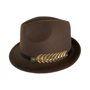 VICTORC Fish Bones Design Wool Felt Fedora Hat Multi Color Wide Brim Dress Hat Vintage Chic Top Hats Formal Occasion