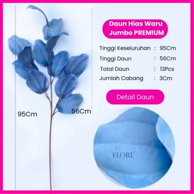 Daun Waru X3 Cabang Tangkai Panjang Artificial Premium/Daun Hias Palsu Dekorasi [NK-196]