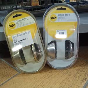 Yale dead bolt กุญแจลิ้นตายสแตนเลส เยล สเตนเลสด้าน (Matte Stainless Steel) ด้านหนึ่ง + ทองเหลืองขัดมัน ด้านหนึ่ง