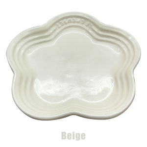 Front Plate Small Round Ceramic Deep Food Raw Bone Snack Plum Blossom Dish 14cm Plum Blossom Small Plate 5.5Inches 14cm Rainbow Sauce Plate Flower Shaped Pet Gradual Spike Bone Plate Tableware Ceramic Dishs