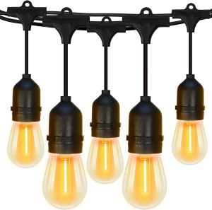 50ft LED String Light with solar panel Indoor Outdoor Hanging Lights Dimmable Patio Garden Roof Waterproof cozy lighting