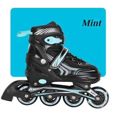 Inline Skates Roller Skates Adjustable Full Flashing Wheels Size M35-38L39-42 (Black And White)