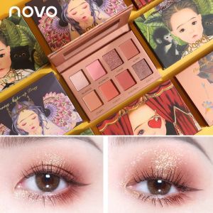 Novo eyeshadow plate 4 color series 彩妆Novo幻境精灵八色眼影联名网红ins超火珠光防水眼影盘