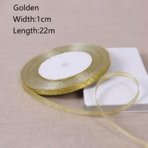 （25Yards/Roll）Gold Silver Ribbon Handicraft DIY Gift Packaging High Quality Decoration Glitter Ribbon