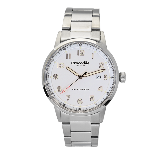 Crocodile Japan Quartz All Stainless Steel Super Luminous Round
