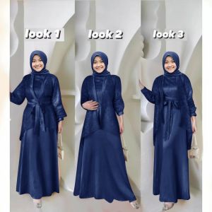 Pakaian Muslim Anak Perempuan Dan Remaja Abg Model Terbaru Viral Maxi Fuji Kids Set 2in1 Satin Velvet Matt Brokat Mutiara Gamis Anak Tanggung Perempuan Terbaru 2025