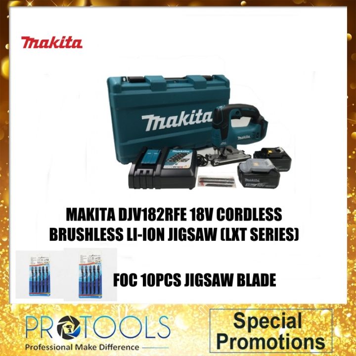 Makita 18V Cordless Brushless Jigsaw Top Handle - DJV182 - 4.0Ah Pack