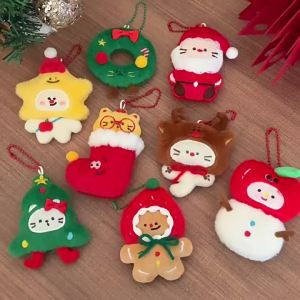 Plush Keychain Charm Christmas Soft Toy Pendant for Bag or Keys Small Hanging Decoration for Backpack and Pouch Stitched Detail Light Weight Easy to Attach Compact Size.