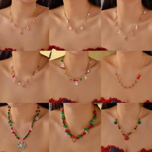 [haoh] สร้อยคอประดับลูกปัดกระดิ่งคริสต์มาสสุดหรูสำหรับผู้หญิงจี้รูปกระดูกไหปลาร้าสายโซ่ของขวัญสำหรับงานเลี้ยงปีใหม่