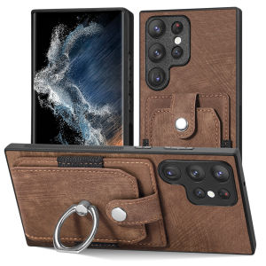 Khe cắm thẻ Ví bỏ túi da Ốp điện thoại cho Samsung Galaxy S24 Ultra S24 Plus S23 Ultra s23fe S22 Plus S21 Vòng giữ đứng