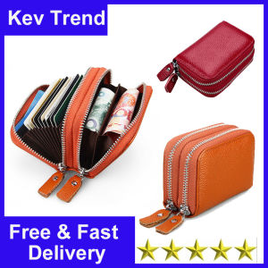 Kev Trendผู้ถือบัตรกระเป๋าสตางค์สำหรับผู้หญิงที่มี2รูดซิปปิด2020 Cowhide RFIDปิดกั้นหลายการ์ดสล็อตเคสหนังแท้กระเป๋าสตางค์สำหรับสาวบัตรเครดิตบัตรผู้ถือบัตรออแกไนเซอร์ลดราคา