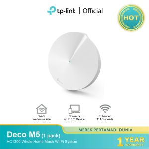 TP-LINK DECO M5 (1 Pack) AC1300 Whole Home Mesh WiFi System Dual Band Gigabit MU-MIMO WiFi Mesh Router Bluetooth Antenna Router Works with all Telcos (Supports IPTV) | TP LINK | TPLINK