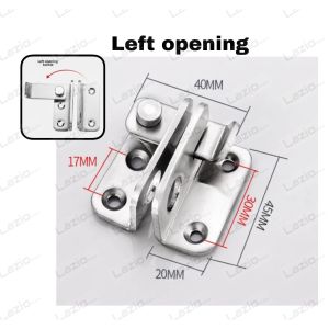 Stainless steel cabinet door lock anti opening buckle latch bolt sliding door left or right