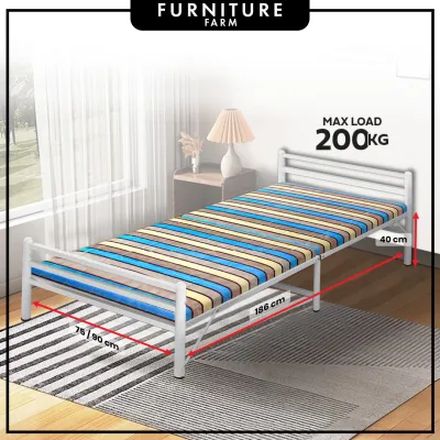 F&F: Arial Foldable Metal Bed Frame / Katil Single Boleh Lipat / Foldable Single Bed Frame / Single Bed Frame / Katil Lipat / Katil Bujang / Metal Bed Frame - MAX 200KG [NO INSTALLATION REQUIRED]