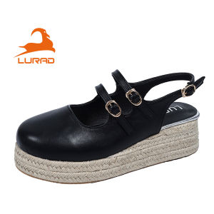 LURAD Sepatu Wanita Sepatu Cewek Sandal Wanita Hitam Tali Gesper New Fashion Wedges Sol Empuk Sandal Cewek Kasual OOTD WL2463