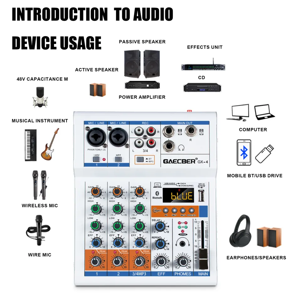 Audio mixer 4 channel mixer computer recording KTV power amplifier