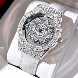 OLEVS 9996 Women Quartz Fashion Watch Gift Genuine Leather Watchband Round-dial Wristwatch