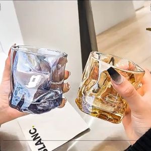 Stylish Premium Whiskey Glass Wine Glass Wine Cup Drinking glass Irregularly Twisted Glass Cup for Kitchen Restaurant Bar Home Party Wine Drinkware Beverage Bottles Kitchen supplies Home supplies