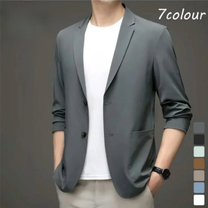 เสื้อสูทลำลองน้ำหนักเบาสำหรับผู้ชาย M-5XL ชุดสูททำงานประจำวัน ผ้าลินินลำลอง เสื้อสูททรงสลิมฟิต เสื้อโค้ทสปอร์ตน้ำหนักเบาสองเม็ด