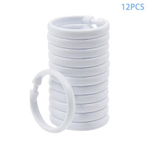 12pcs Open Curtain Rings Plastic Curtain O Rings Hooks Home Furnishings For Shower Curtain