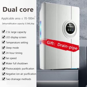 Home Dehumidifier 4L Large Water Tank Smart Humidity Control 1.5L/Day Fast Dehumidification Negative Ion Air Purifier Remote Control LED Display Auto Stop for Bedroom Living Room