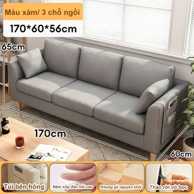 BMZAR Ghế sofa ba chỗ giường nằm cao cấp chất vải mịn êm ái chân ghế bằng gỗ chắc chắn